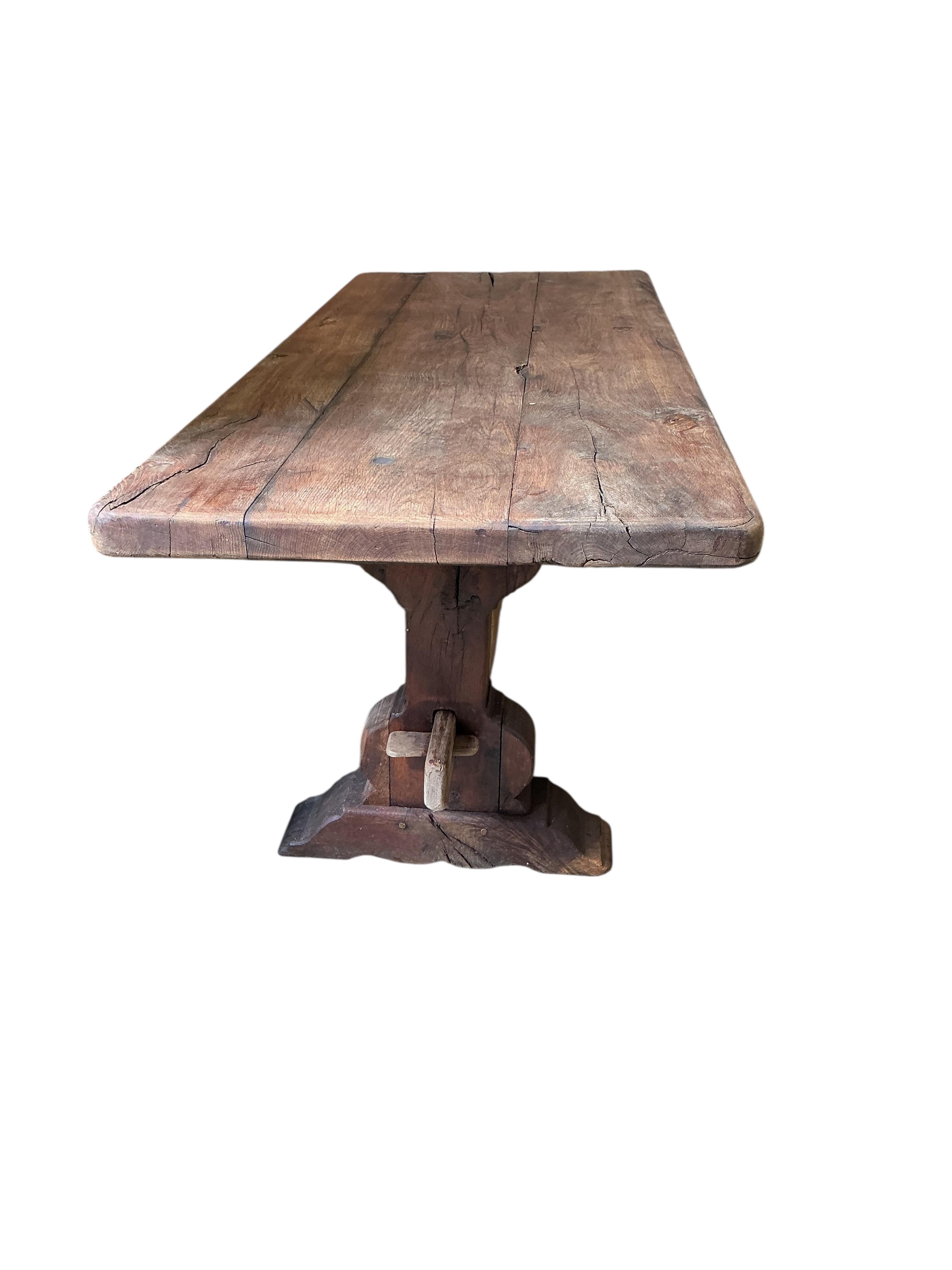 An 18th century style rectangular oak refectory dining table, width 198cm, depth 83cm, height 76cm